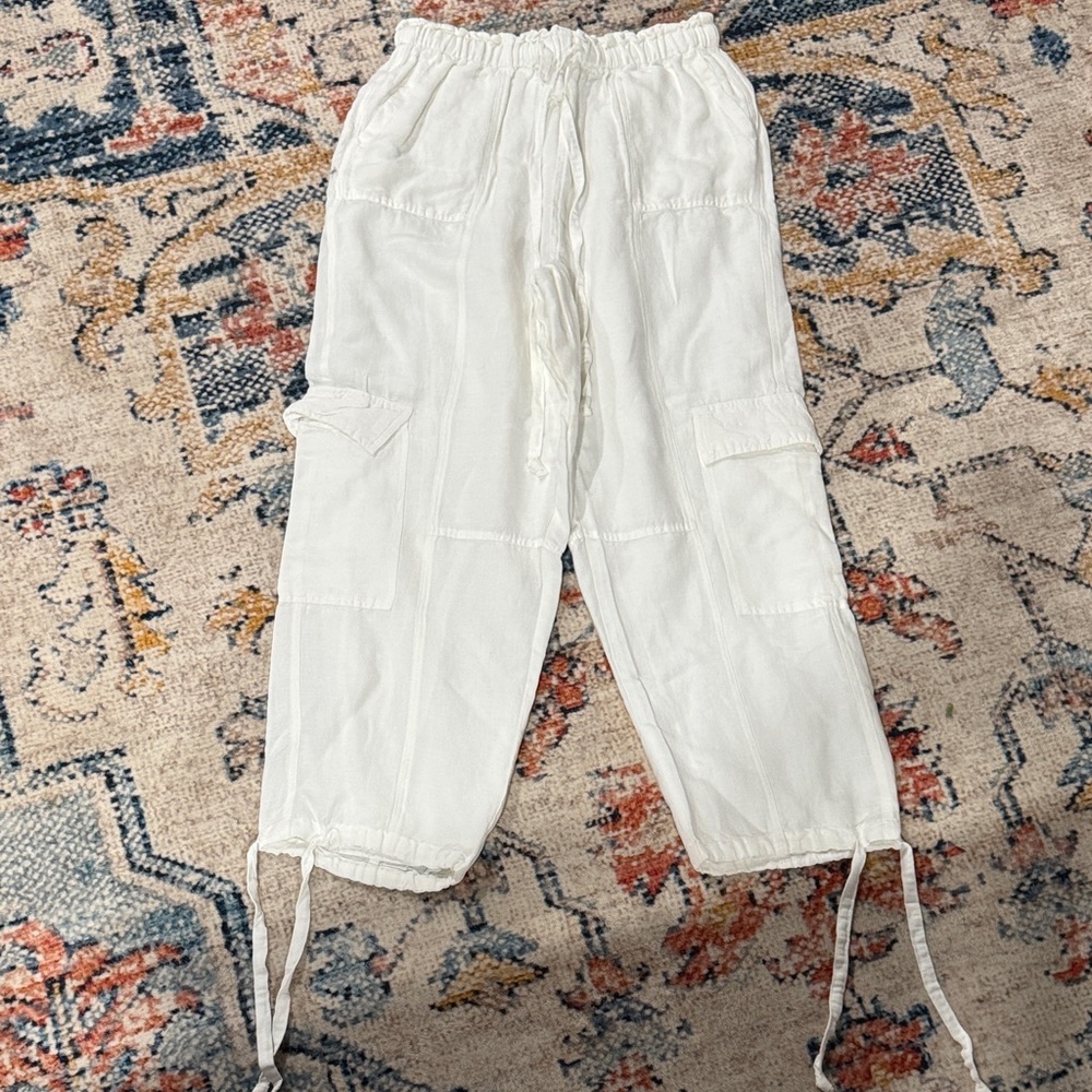 Elan White Cargo Pants with Drawstring